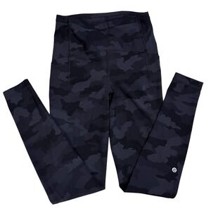LULULEMON Black Camo High-Rise Leggings with pockets, 28” inseam